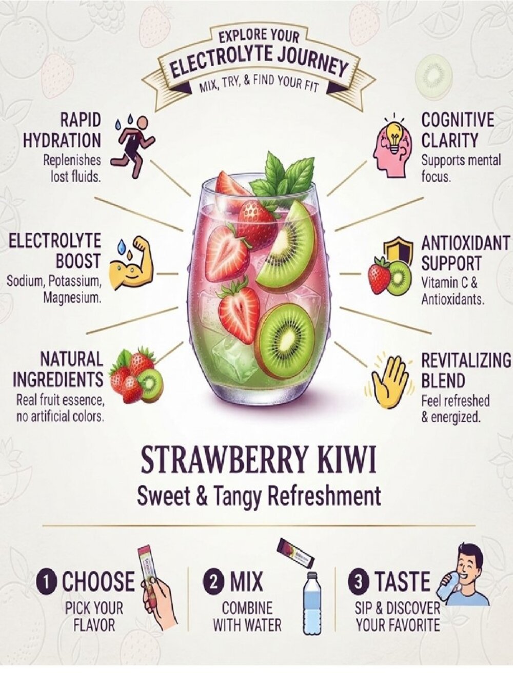 Sugar Free Energy Drink Mix, Stawberry Kiwi, 0.49 Oz, 5-Stick Pack